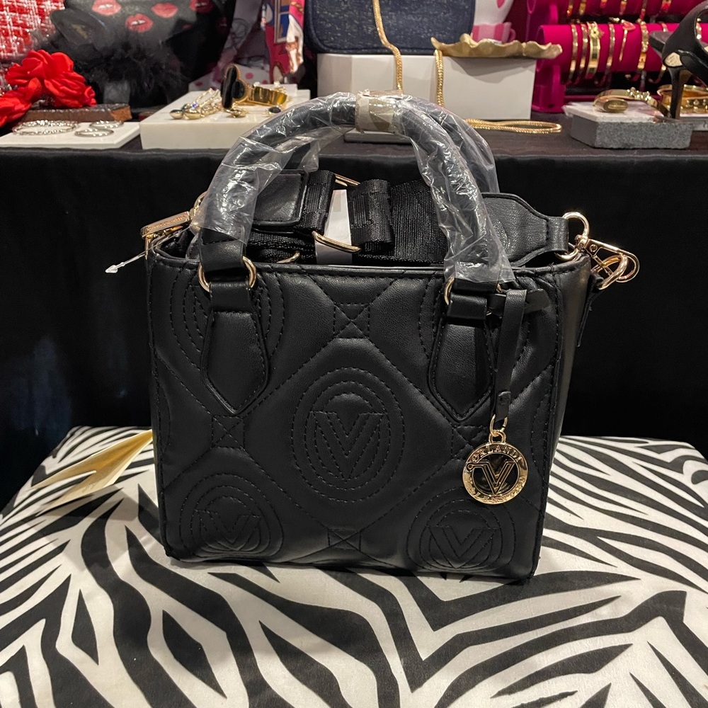 Valentino Orlandi Black Quilted Mini Tote Bag